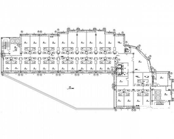 3层多栋商业服务中心采暖系统设计CAD施工图纸(内走道排烟) - 1