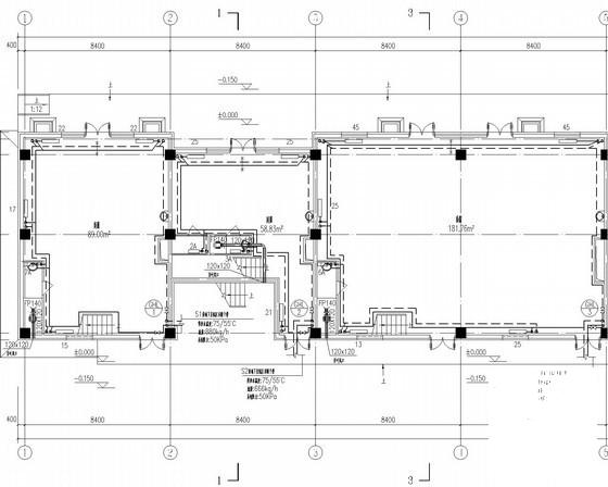 3层多栋商业服务中心采暖系统设计CAD施工图纸(内走道排烟) - 2