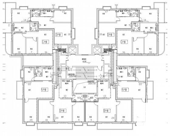 17层商业住宅楼项目散热器采暖系统设计CAD施工图纸（对称四户型） - 1