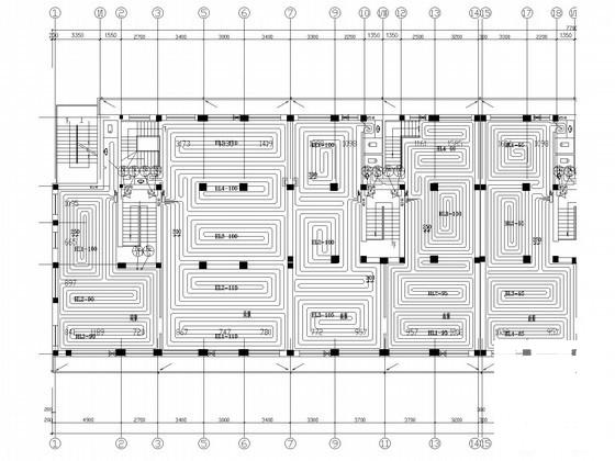 6层住宅楼地暖系统设计CAD施工图纸（地热干管） - 1