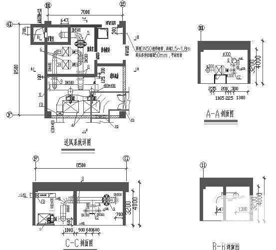 7层大型综合楼暖通设计CAD施工图纸(地下室排风) - 3