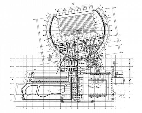 4层体育中心游泳馆给排水CAD施工图纸 - 1