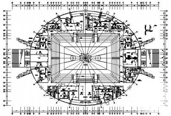 3层体育馆暖通空调CAD施工图纸(平面布置图) - 1