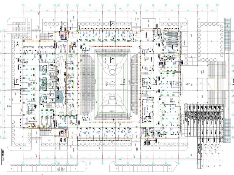 3层体育馆空调通风及防排烟系统设计CAD施工图纸 - 2