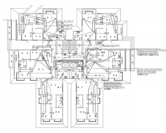 18层钢筋混凝土结构点式住宅楼强弱电CAD施工图纸（人防） - 2