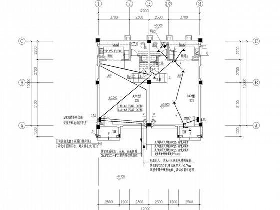 3层钢筋混凝土结构低层住宅楼强弱电CAD施工图纸(等电位连接) - 1