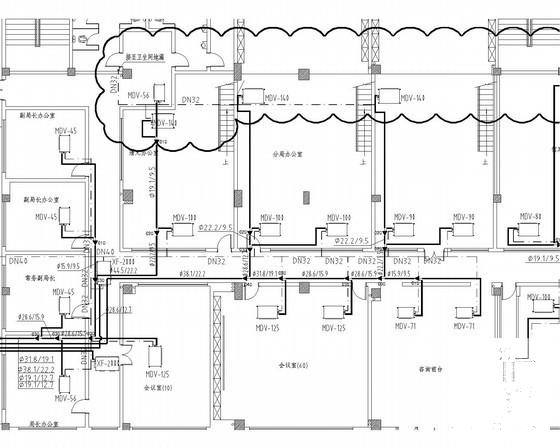 办公楼首层空调通风工程系统设计CAD施工图纸（直流变频系统） - 2