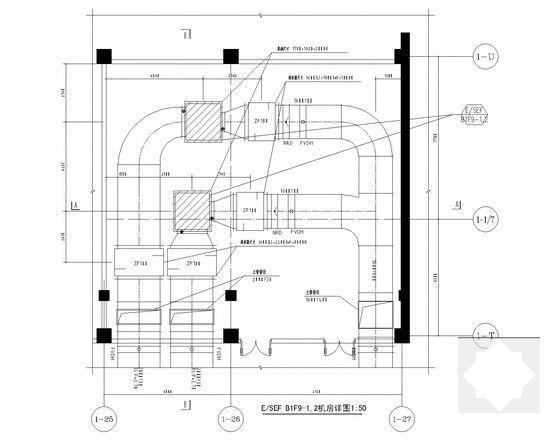 客运中心交通办公楼通风空调排烟系统设计CAD施工图纸（风冷热泵机组机房详细图纸多） - 5