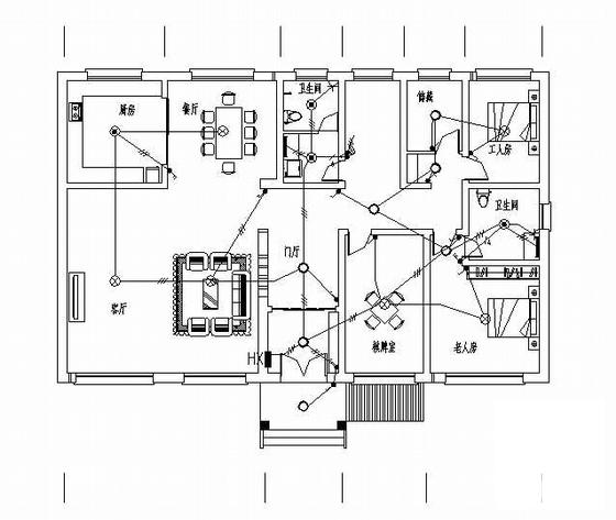 2层砖混结构别墅电气CAD施工图纸（三级负荷）(防雷接地系统) - 1