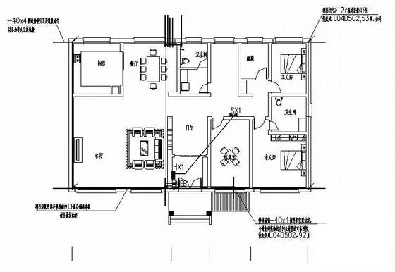 2层砖混结构别墅电气CAD施工图纸（三级负荷）(防雷接地系统) - 2