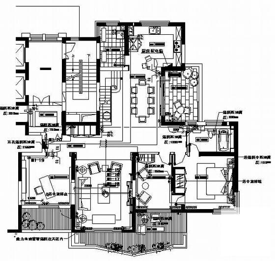 8层别墅电气CAD施工图纸（跃层建筑）(空调管线) - 2