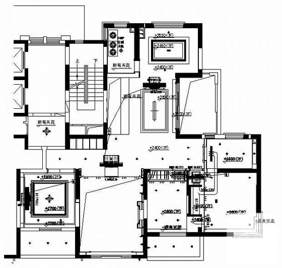 8层别墅电气CAD施工图纸（跃层建筑）(空调管线) - 3