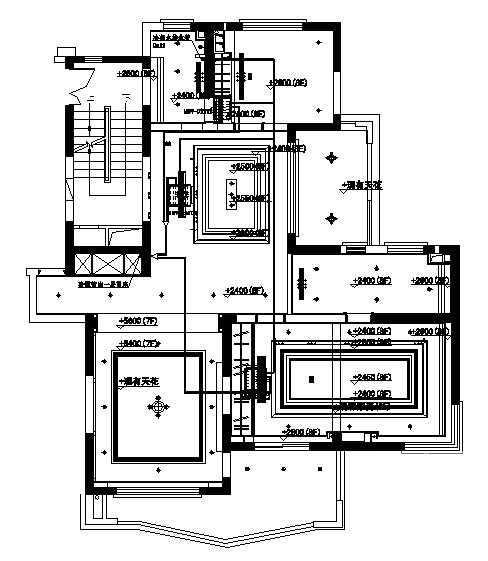 8层别墅电气CAD施工图纸（跃层建筑）(空调管线) - 4