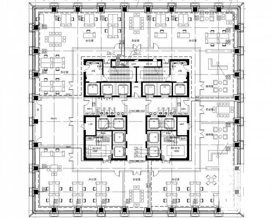 34层办公楼暖通系统设计CAD施工图纸（VAV系统高压微雾加湿） - 4
