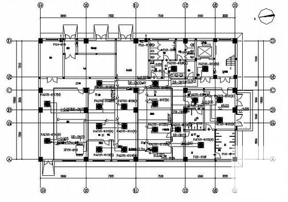 3层医药厂房暖通空调设计CAD施工图纸(平面布置图) - 1