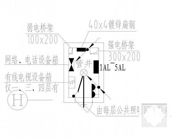 6层行政办公楼强弱电CAD施工图纸（辅房） - 4