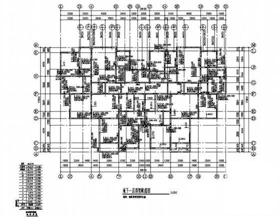 上12层剪力墙住宅楼结构设计CAD图纸（筏形基础）(平面布置图) - 1