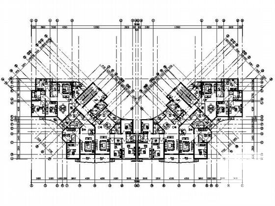 高层住宅楼蝶形二梯三户型图纸（120、160平米） - 1