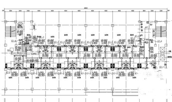 12层酒店空调及通风系统设计CAD施工图纸(风机盘管接管) - 1