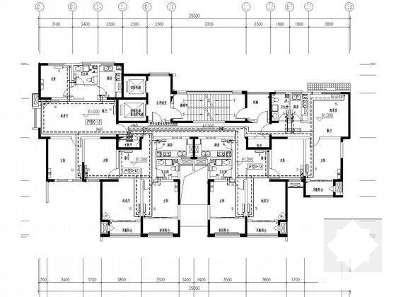 高层住宅楼采暖通风系统设计CAD施工图纸(柜式分体空调) - 4