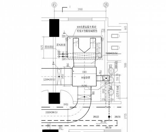 酒店建筑空调系统设计CAD施工图纸（新风机房大样图纸） - 4