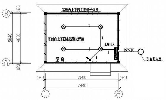 建筑物内单层泵房电气CAD施工图纸（三级负荷）(配电设计) - 2