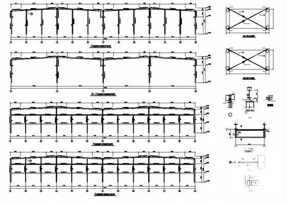 带吊车钢结构厂房结构设计方案图纸(平面布置图) - 3