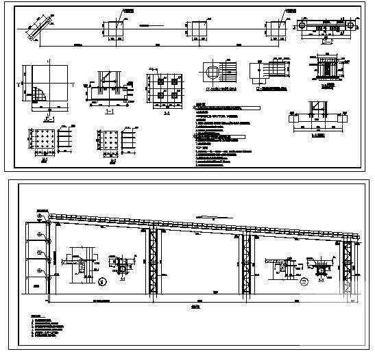 单层轻钢厂房管道支架结构设计图纸(平面布置图) - 1