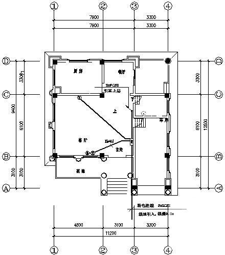地上3层住宅楼别墅电气CAD施工图纸（三级负荷） - 4