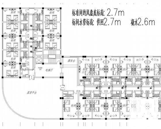 多层宾馆建筑空调通风系统设计CAD施工图纸（空调配管）(冷热水机组) - 1