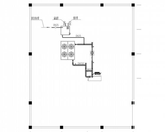 多层宾馆建筑空调通风系统设计CAD施工图纸（空调配管）(冷热水机组) - 2