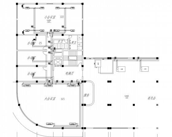 多层宾馆建筑空调通风系统设计CAD施工图纸（空调配管）(冷热水机组) - 3