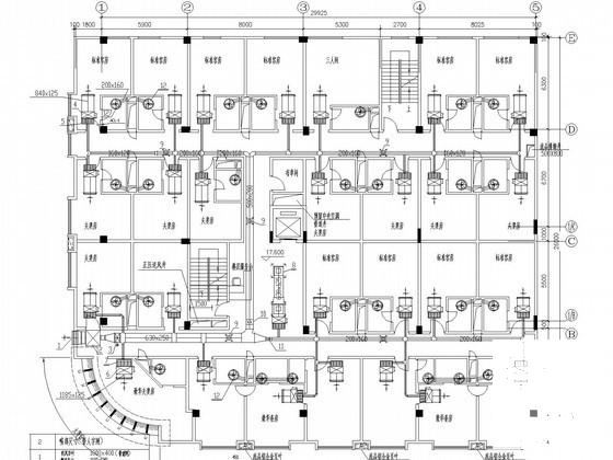 多层宾馆酒店空调及通风系统设计CAD施工图纸(风机盘管) - 1