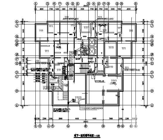 高层住宅楼采暖通风设计CAD图纸(地下室顶板) - 2