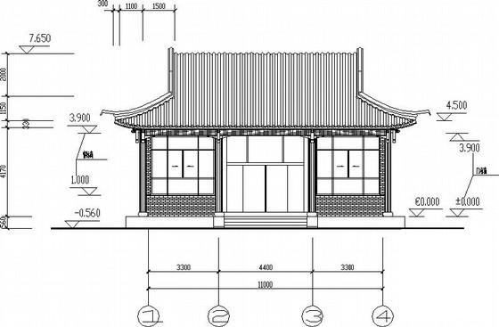 宋式单层内框架结构仿古建筑施工CAD图纸(基础平面图) - 1