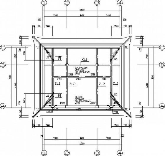 宋式单层内框架结构仿古建筑施工CAD图纸(基础平面图) - 3