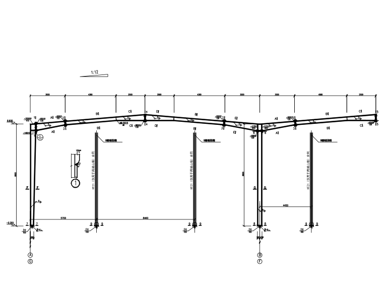 工业园门式钢架厂房结构CAD施工图纸 - 1