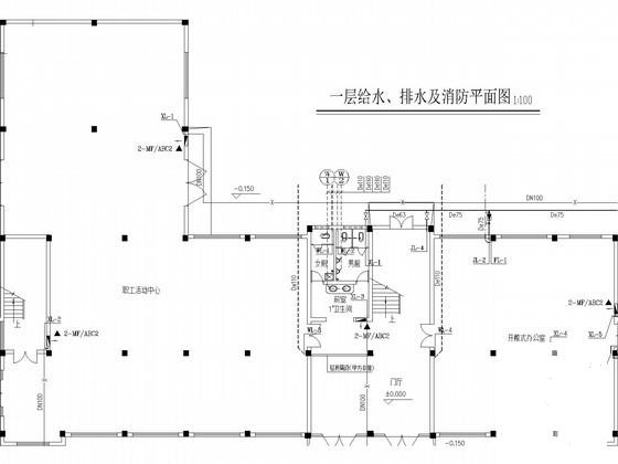 4层综合办公楼给排水及消防设计CAD施工图纸(消火栓灭火系统) - 1