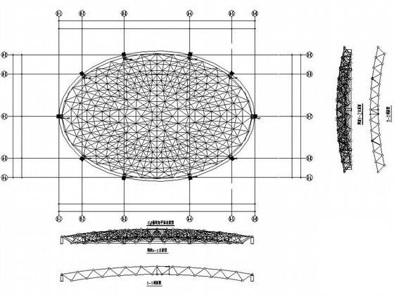 8.4米跨网架结构施工图书馆结构设计施工图纸（独立基础）(平面布置图) - 1