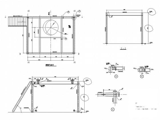 脱硫塔顶棚和楼梯平台钢结构CAD施工图纸 - 3