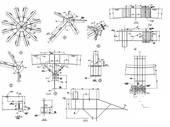 脱硫塔顶棚和楼梯平台钢结构CAD施工图纸 - 4