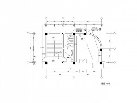 2层食堂楼梯卫生间平面详细设计CAD图纸 - 1