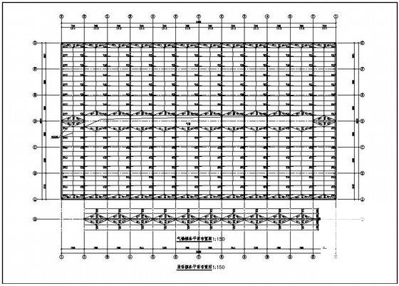 24米跨带气楼单层钢结构厂房结构设计图纸(平面布置图) - 2