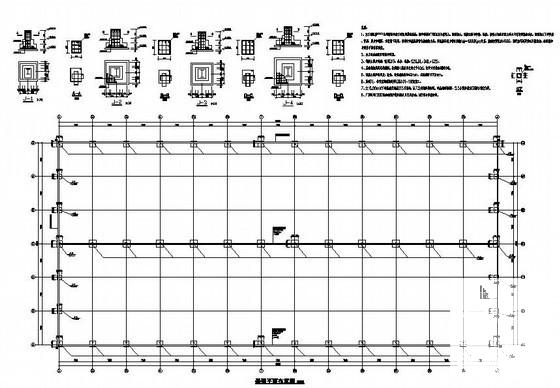 21米跨单层门式刚架厂房结构设计图纸（独立基础）(平面布置图) - 1