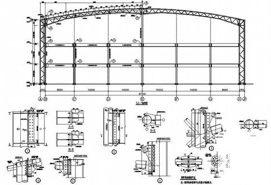 跨度57.1m3层钢结构厂房结构设计CAD图纸（独立基础）(平面布置图) - 3