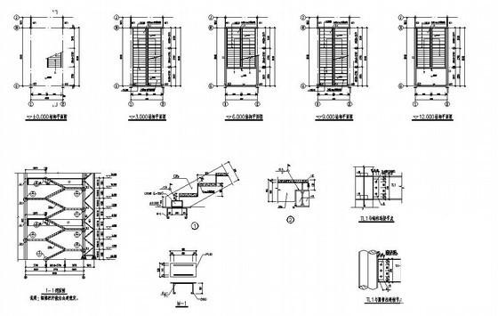 跨度57.1m3层钢结构厂房结构设计CAD图纸（独立基础）(平面布置图) - 4