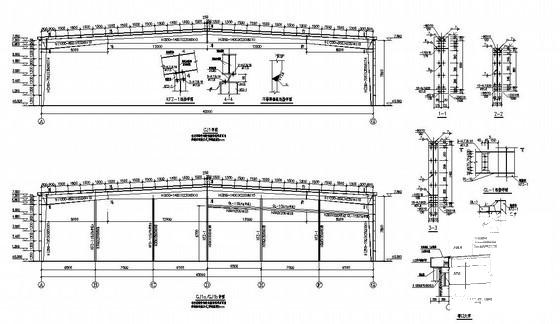 跨度40米单层门式刚架厂房结构设计图纸（独立基础）(平面布置图) - 3