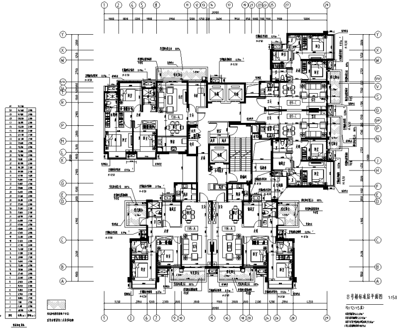 广西51层1梯5至8户高层住宅户型图设计 (3)