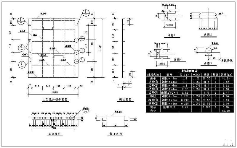 模板节点构造详图纸及材料明细表1 - 2