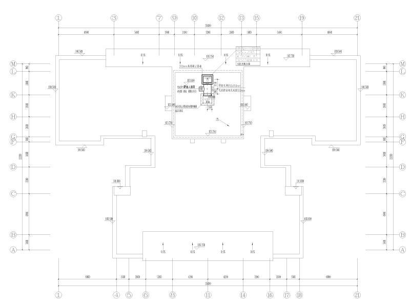 D-3#、4#楼 屋顶层通风及防排烟平面图